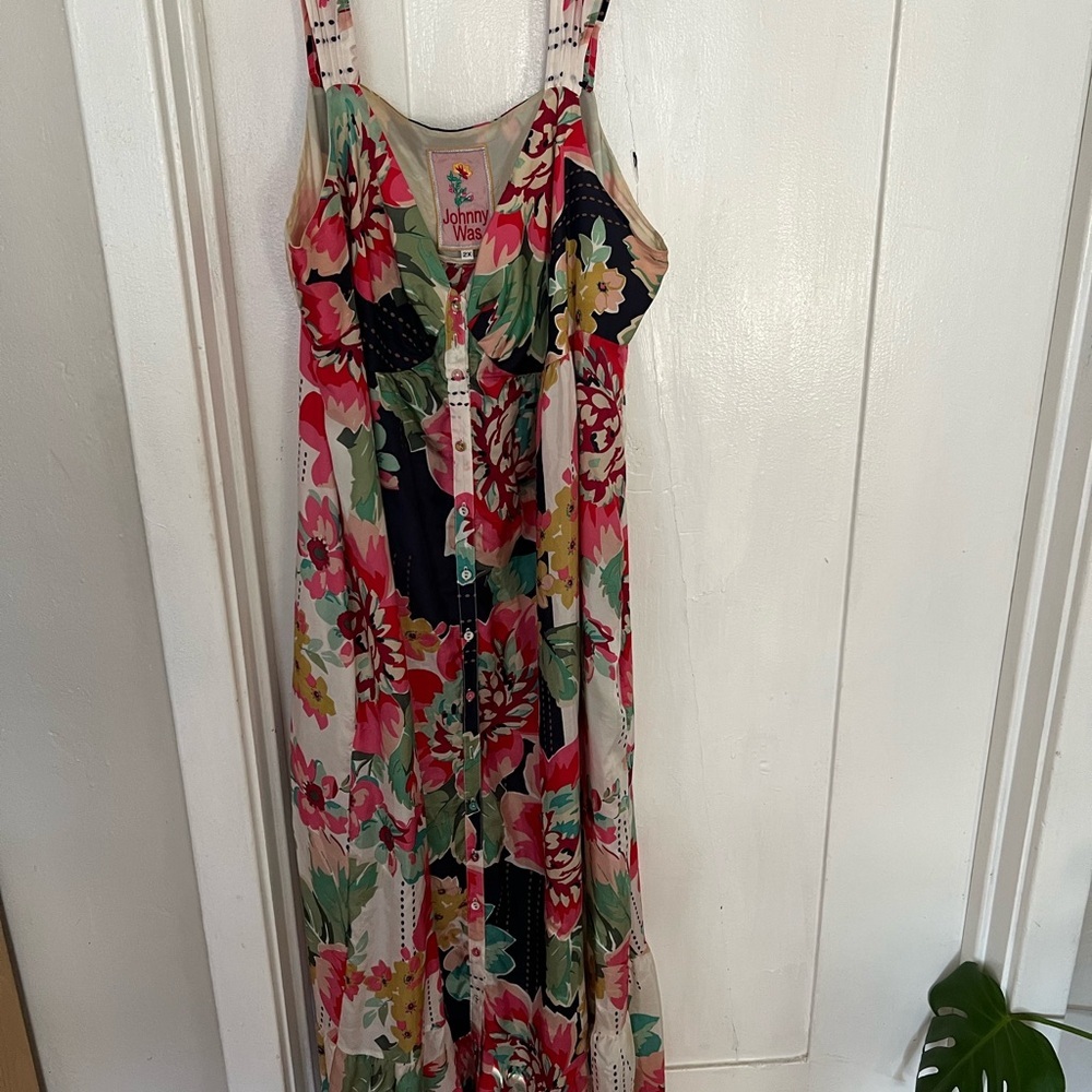 Johnny Was Maxi 100% silk maxi button up dress. SZ 2X Measurements in pictures. - Picture 2 of 7